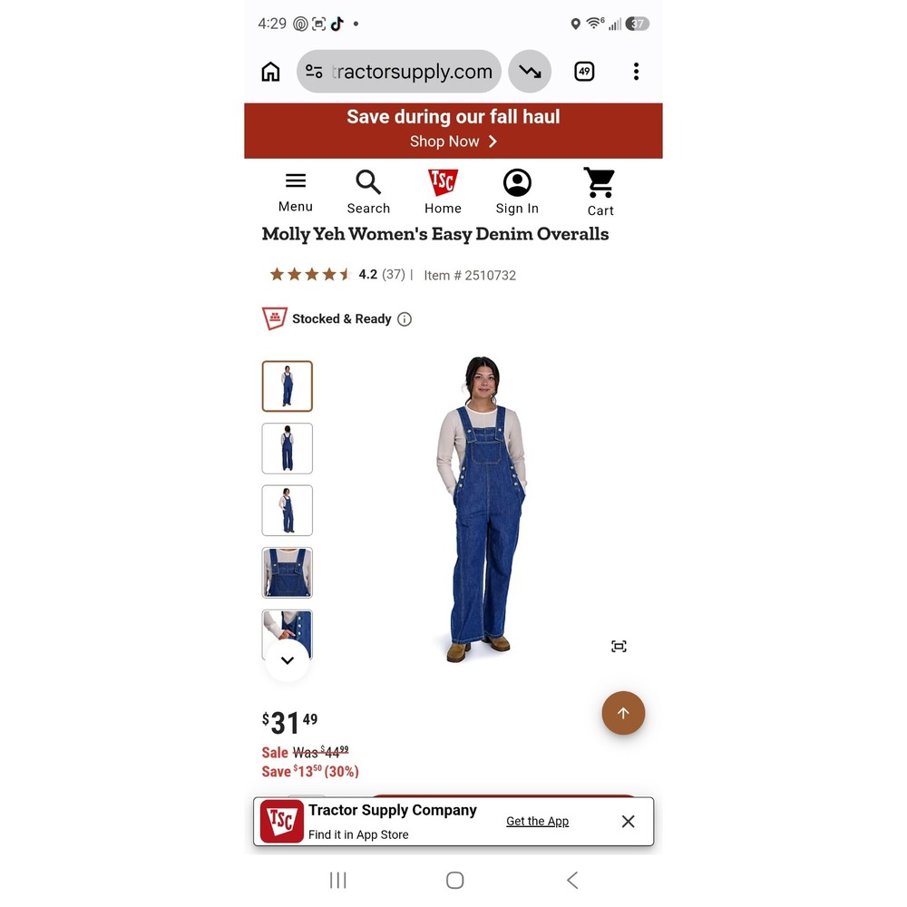 Molly Yeh Women's Easy Denim Overalls nwt womens xl